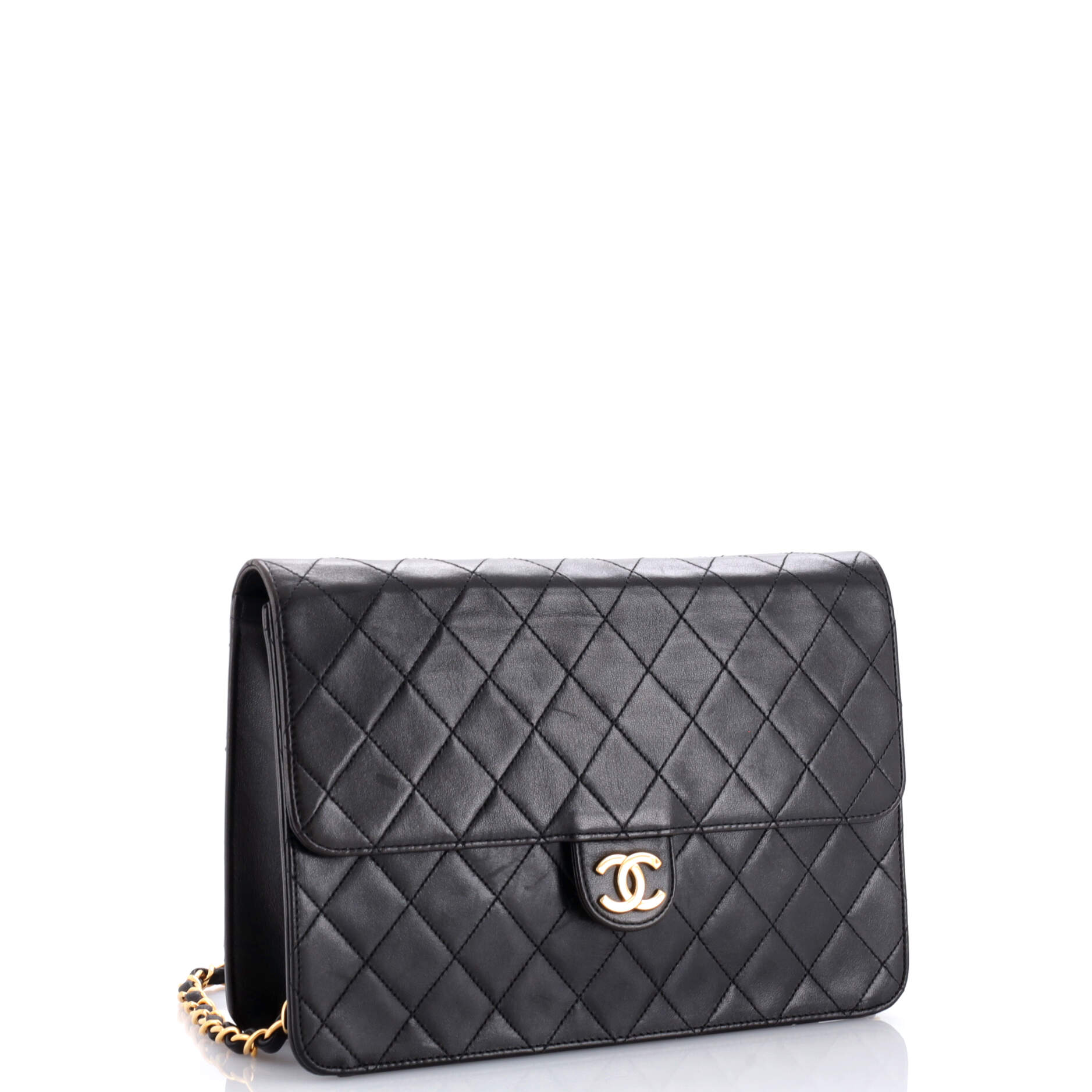 Vintage Clutch with Chain Quilted Leather Medium