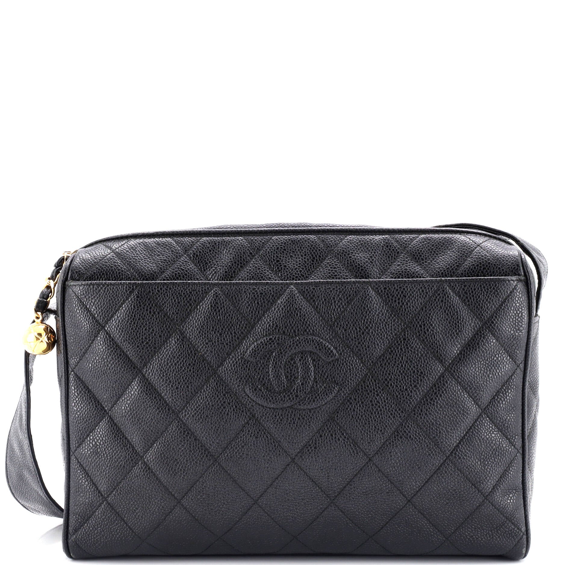 Vintage Diamond CC Shoulder Bag Quilted Caviar Large
