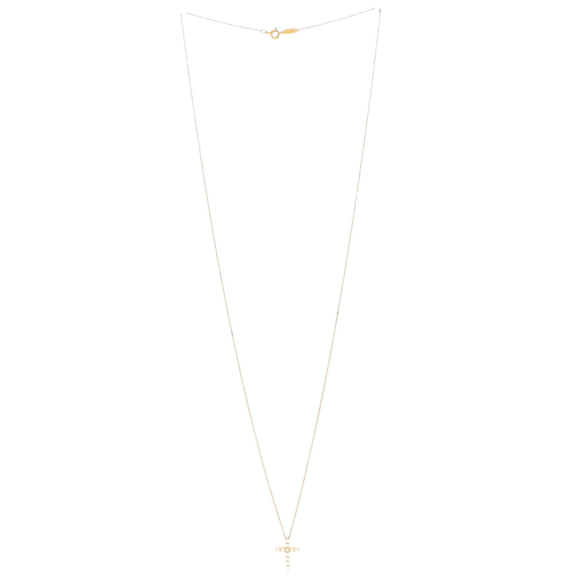 Cross Pendant Necklace 18K Yellow Gold with Diamonds Small