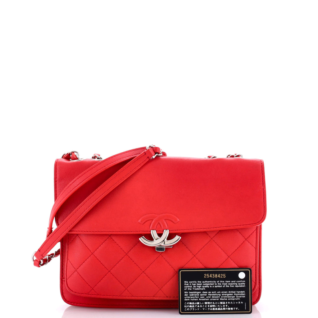 CC Box Flap Bag Quilted Calfskin Small