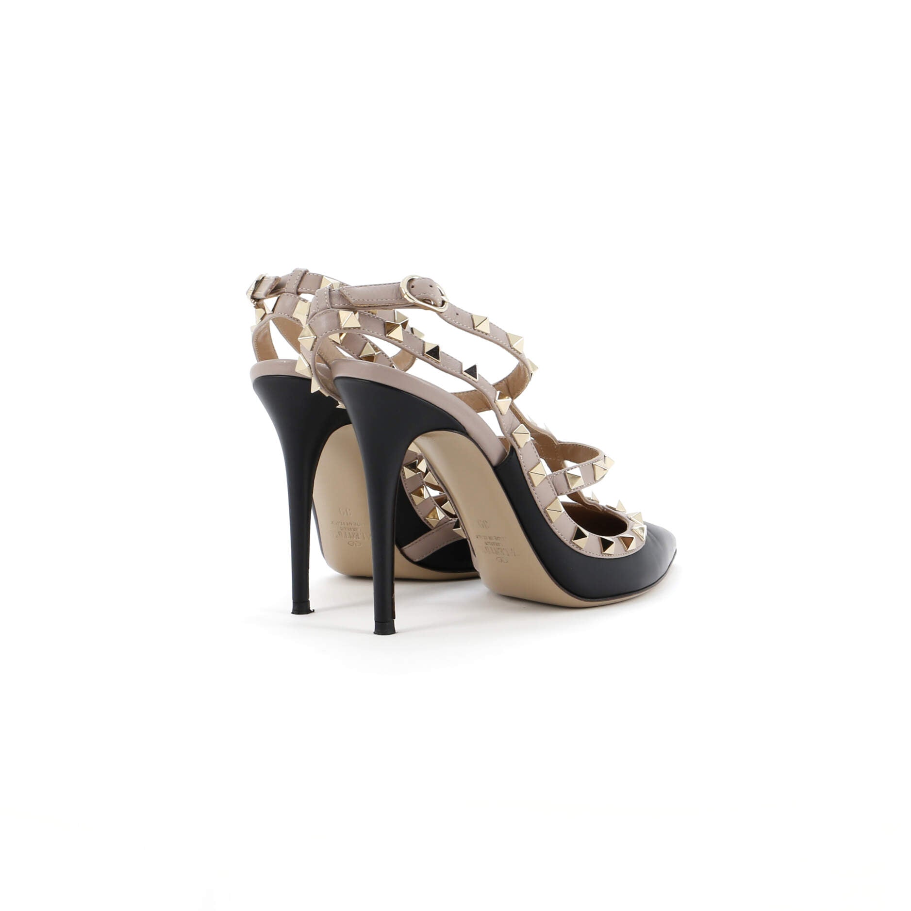 Women's Rockstud Ankle Strap Pumps Leather 100