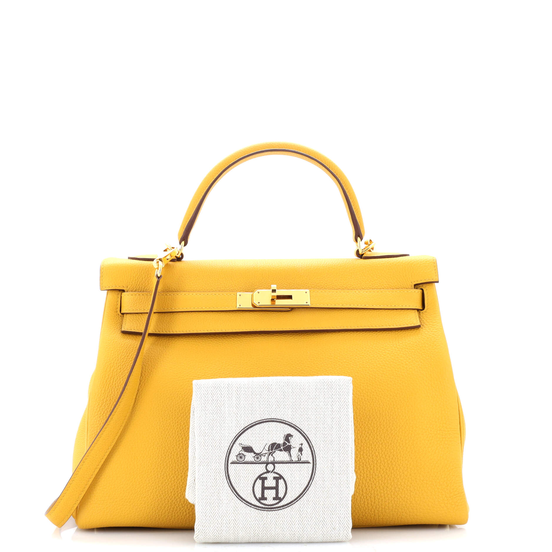 Kelly Handbag Jaune Ambre Togo with Gold Hardware 32