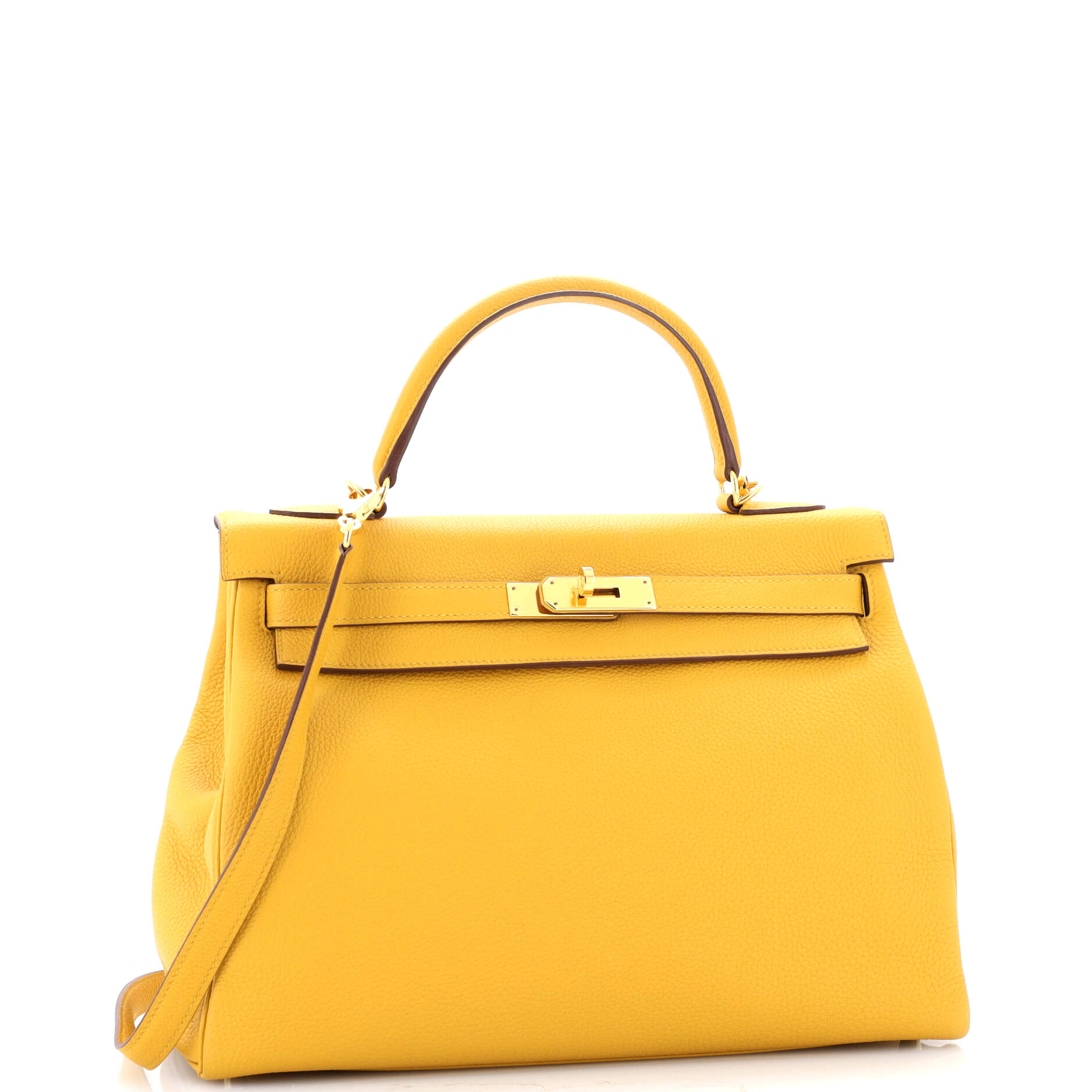 Kelly Handbag Jaune Ambre Togo with Gold Hardware 32