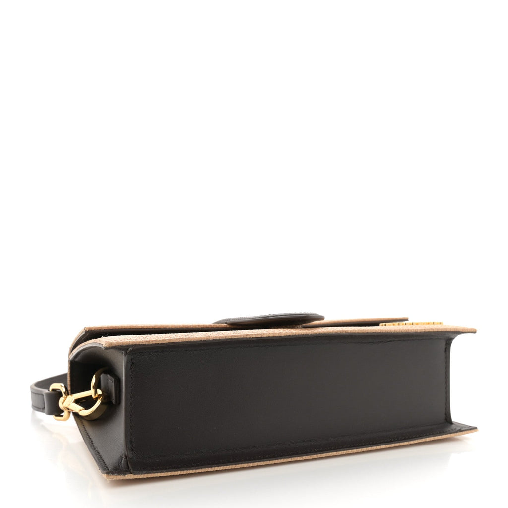 Raffia Smooth Calfskin Le Grand Bambino Natural Dark Brown