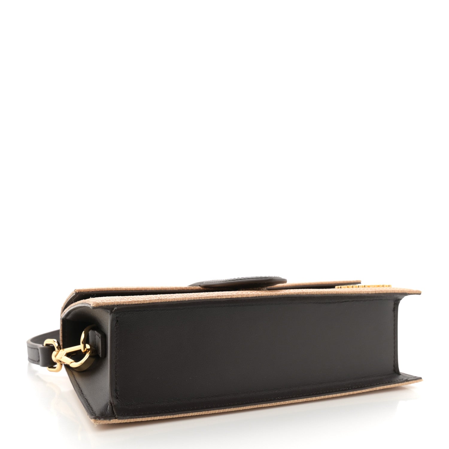 Raffia Smooth Calfskin Le Grand Bambino Natural Dark Brown