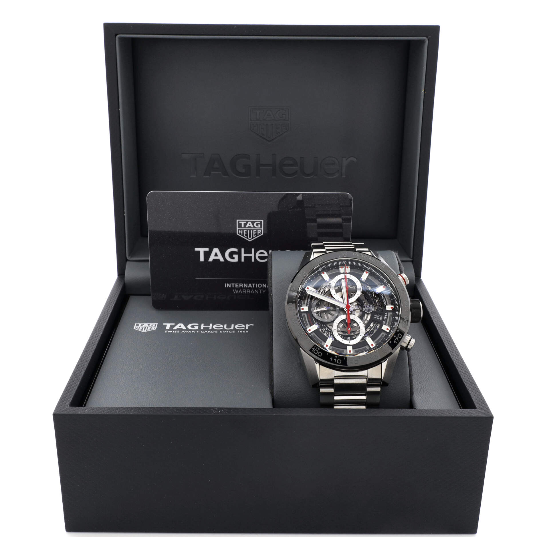 Carrera Calibre Heuer 01 Skeleton Chronograph Automatic Watch Stainless Steel and Ceramic 43