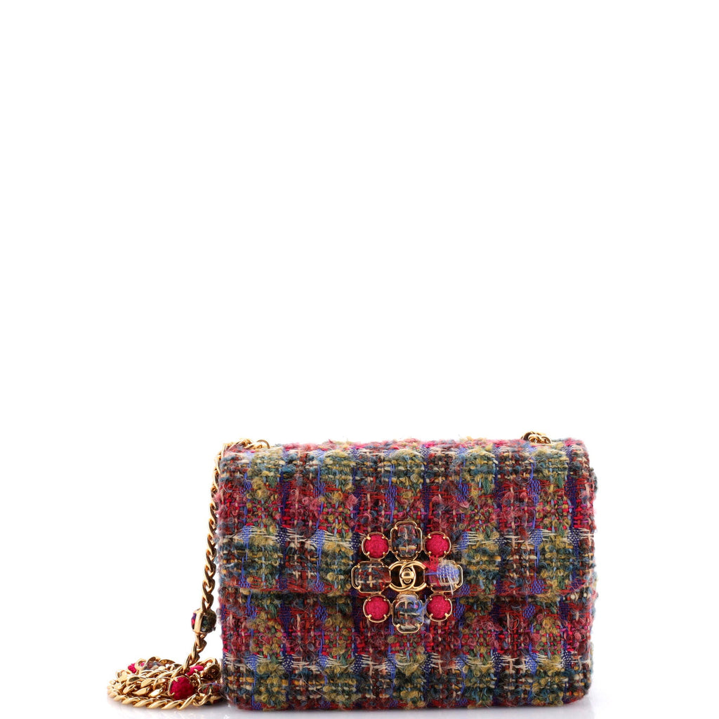 CC Bijoux Chain Flap Quilted Tweed Mini
