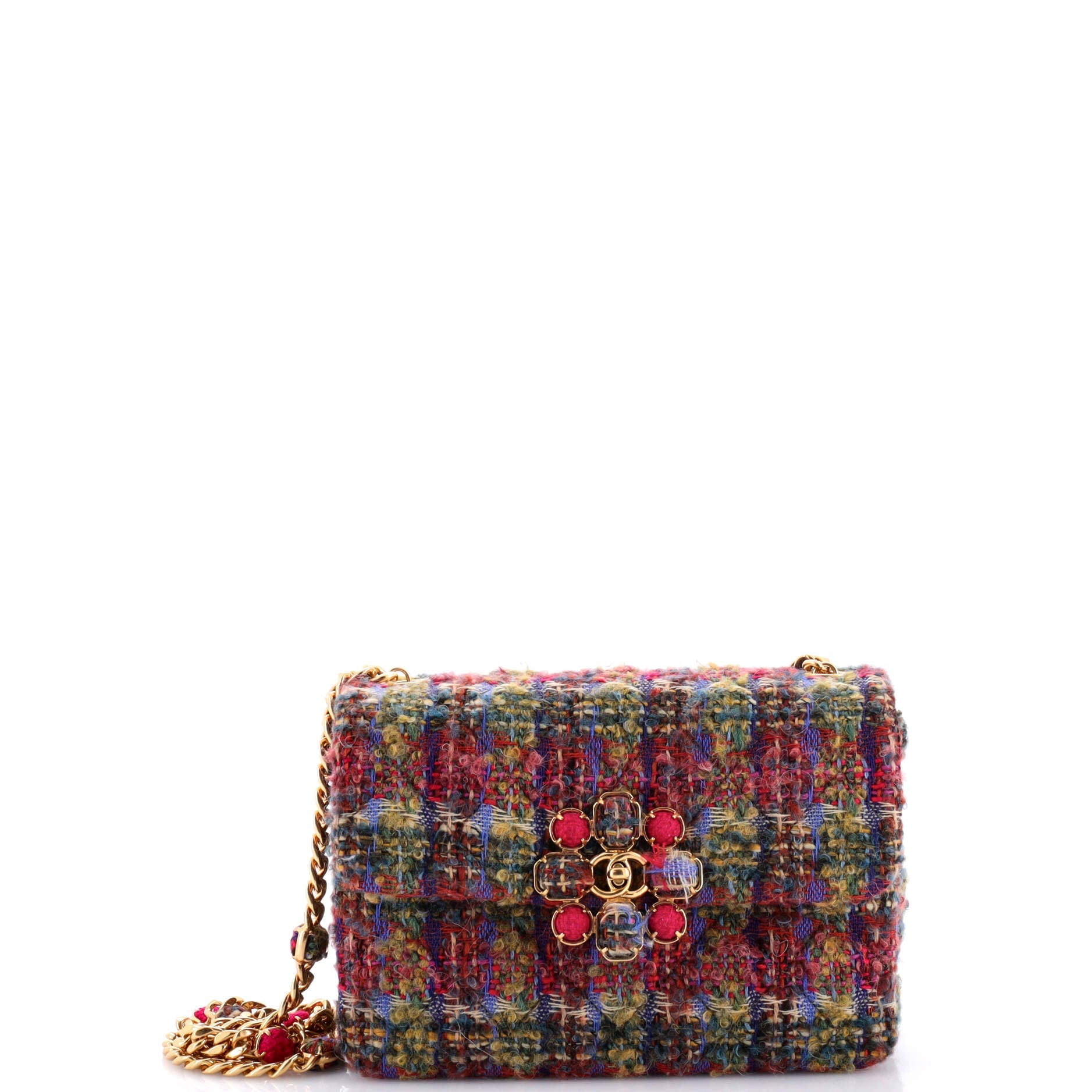 CC Bijoux Chain Flap Quilted Tweed Mini