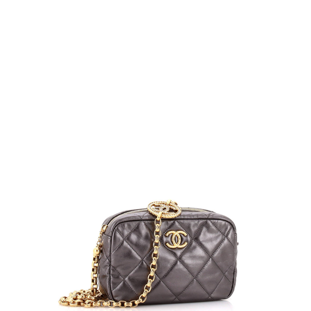 CC Pearl Medallion Camera Case Quilted Calfskin Mini