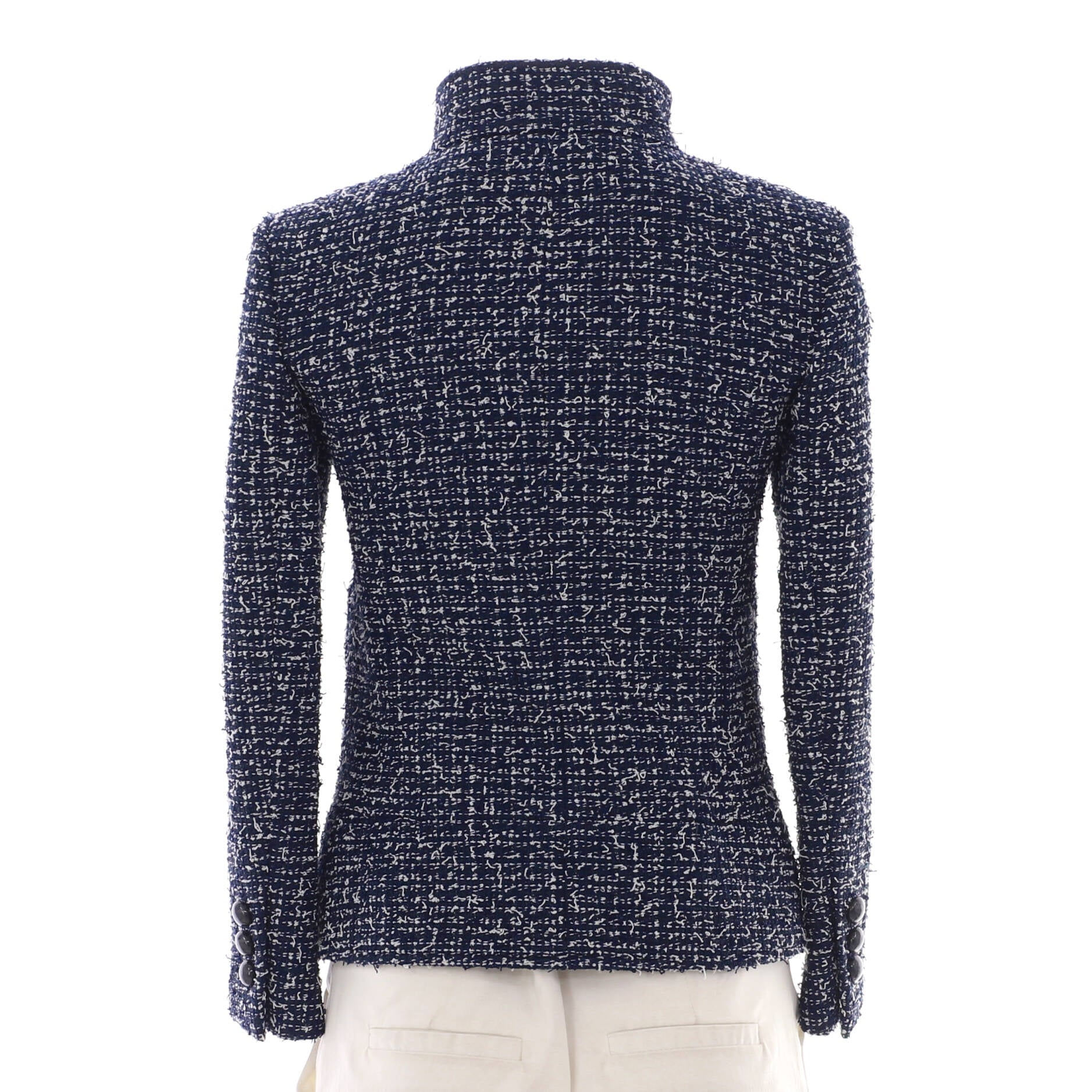 Women's Two Pocket Stand Collar Jacket Tweed