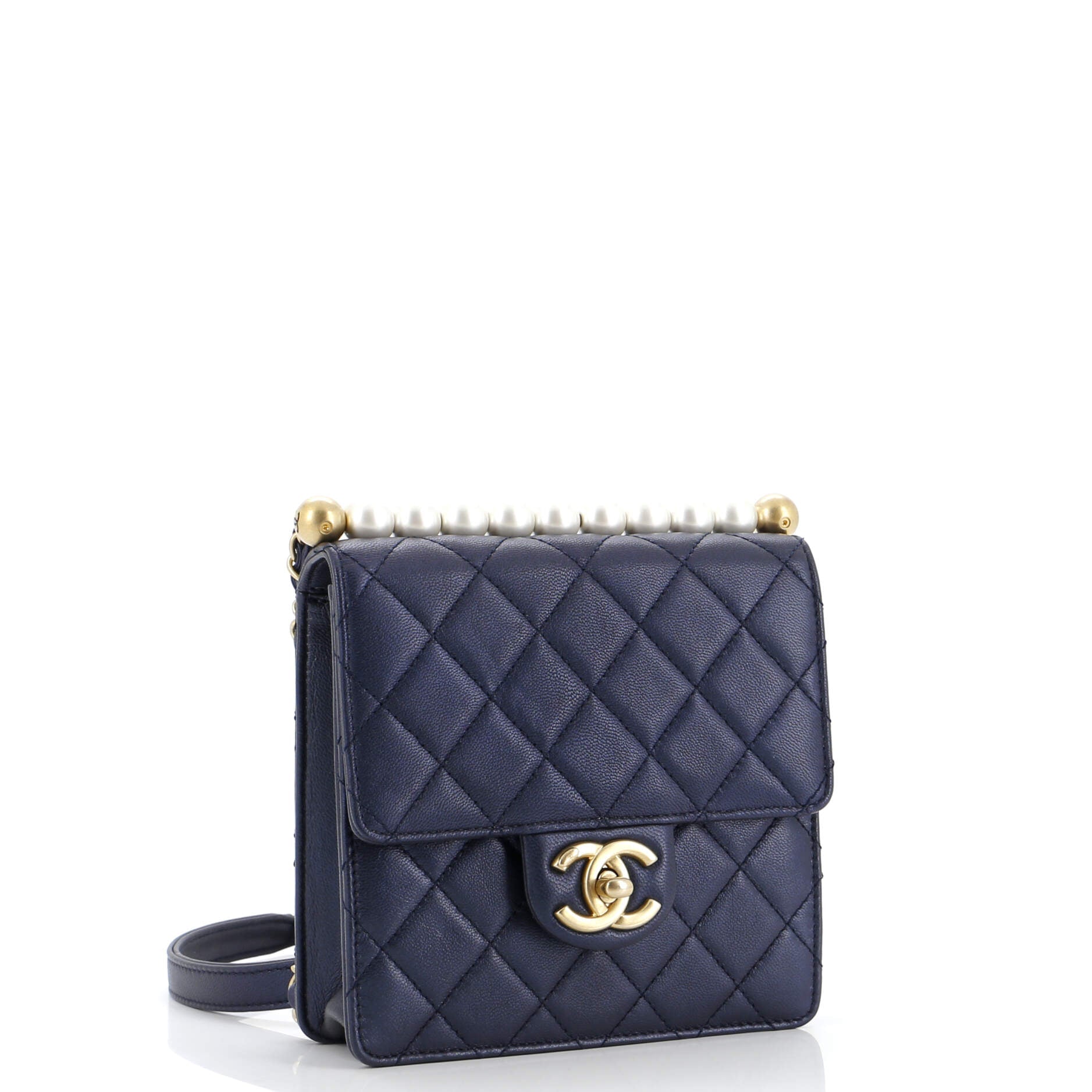 Chic Pearls Flap Bag Quilted Lambskin Mini