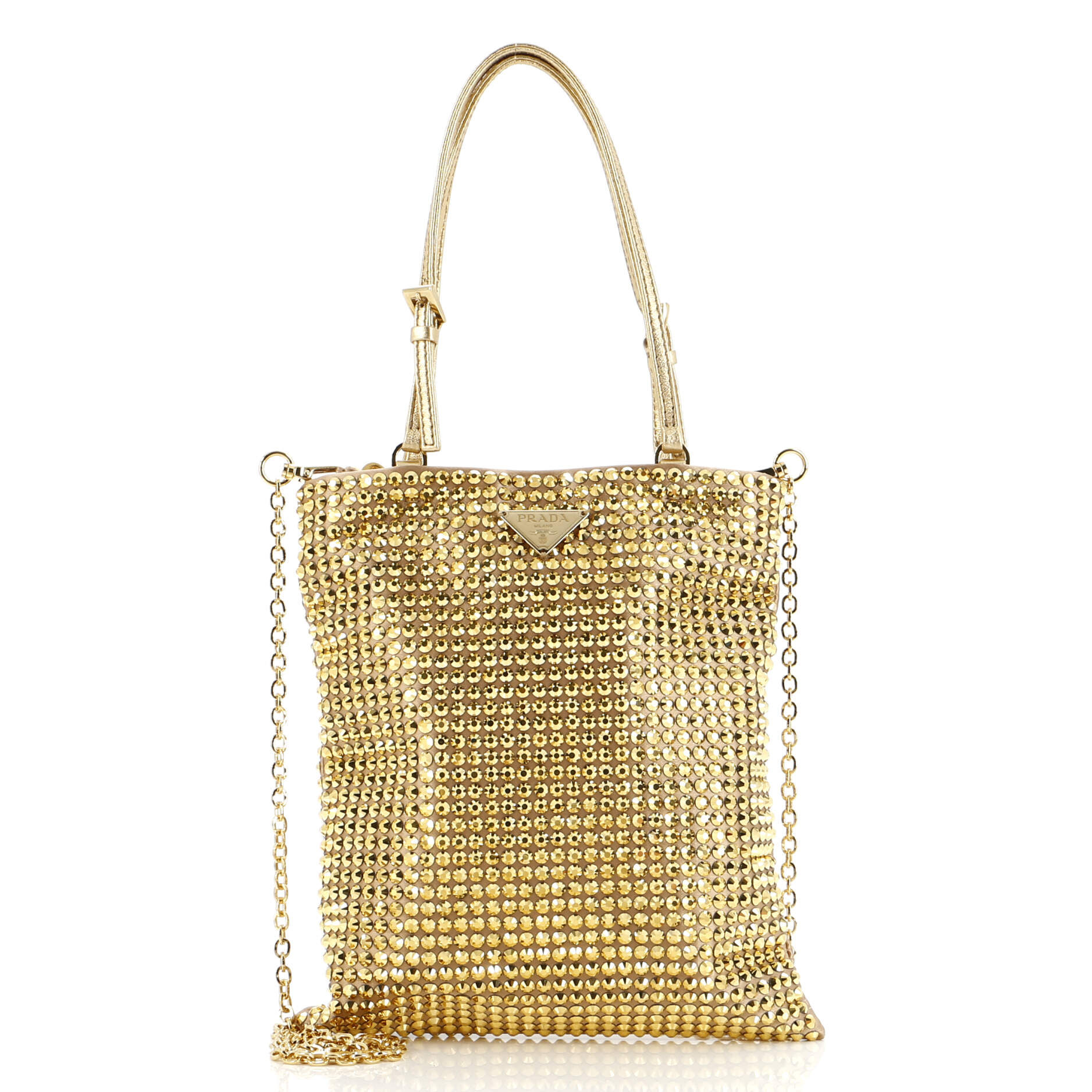 Convertible Open Tote Crystal Embellished Satin Mini