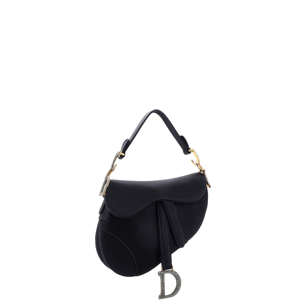 Saddle Handbag Satin with Crystals Mini