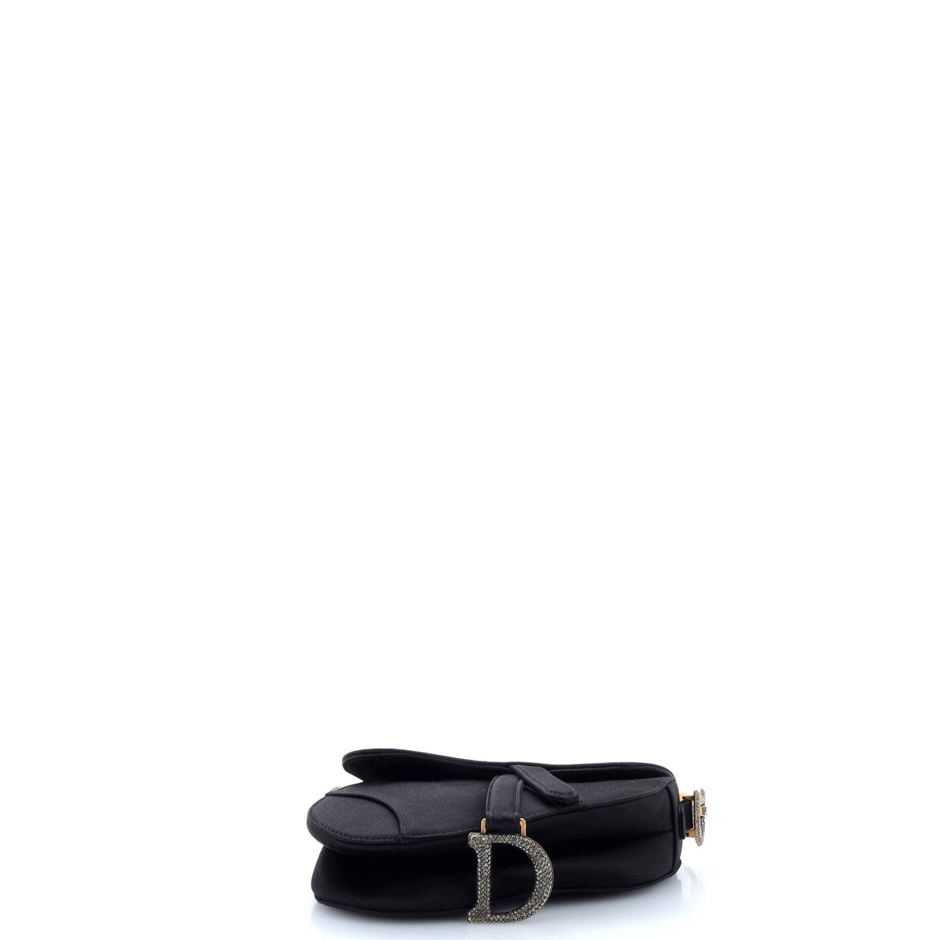 Saddle Handbag Satin with Crystals Mini