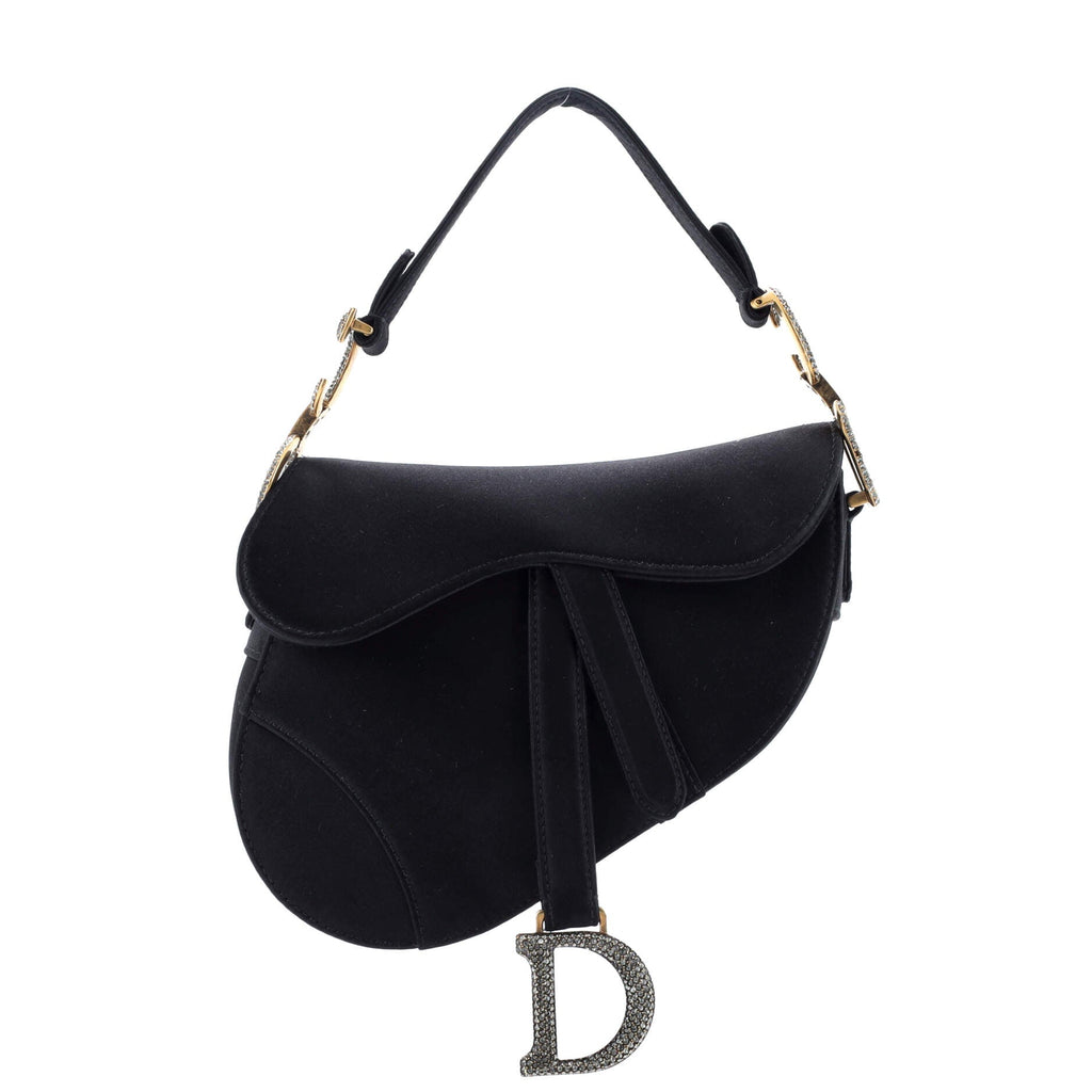 Saddle Handbag Satin with Crystals Mini