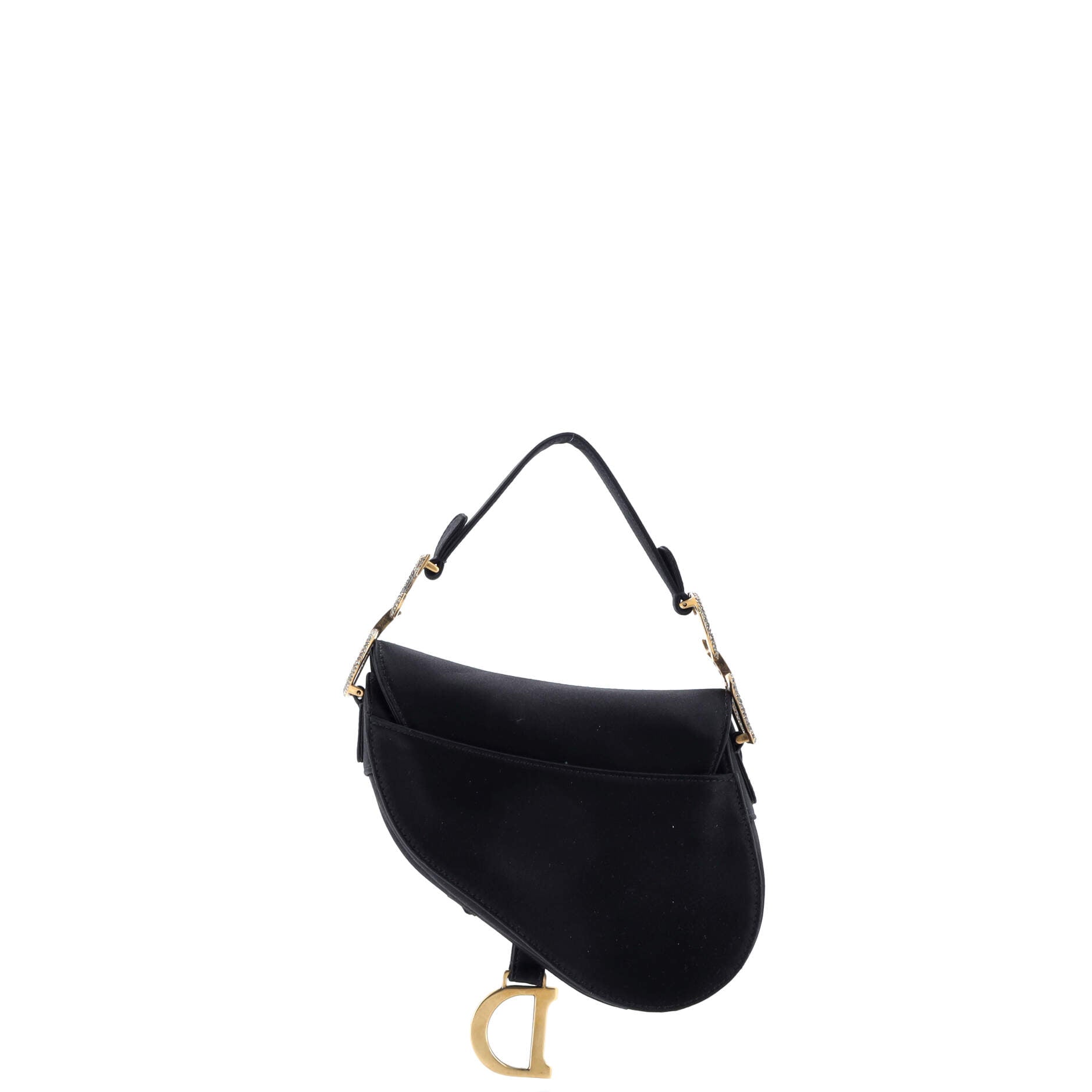 Saddle Handbag Satin with Crystals Mini