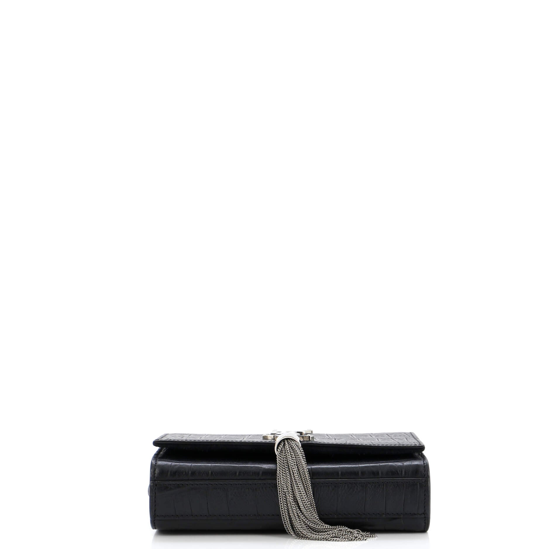 Classic Monogram Tassel Crossbody Bag Crocodile Embossed Leather Small