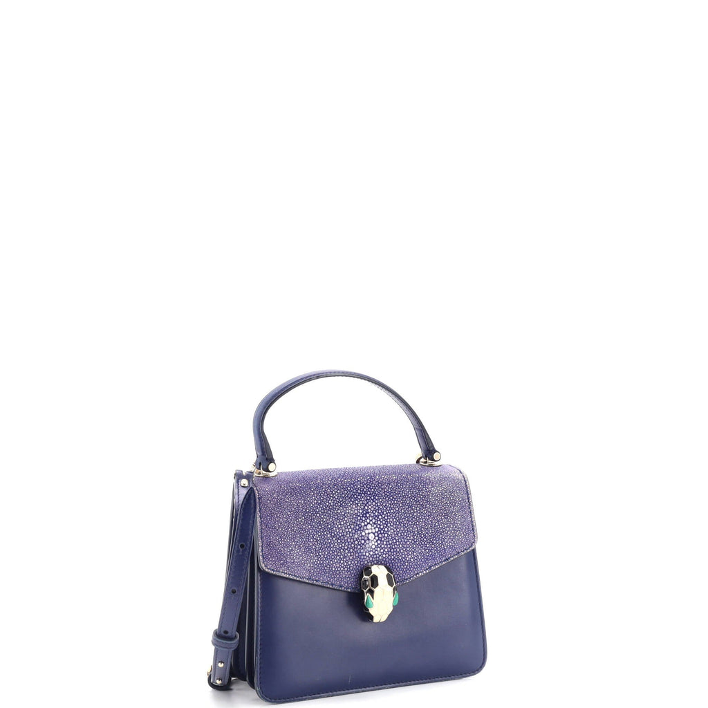 Serpenti Forever Top Handle Bag Leather and Stingray Small
