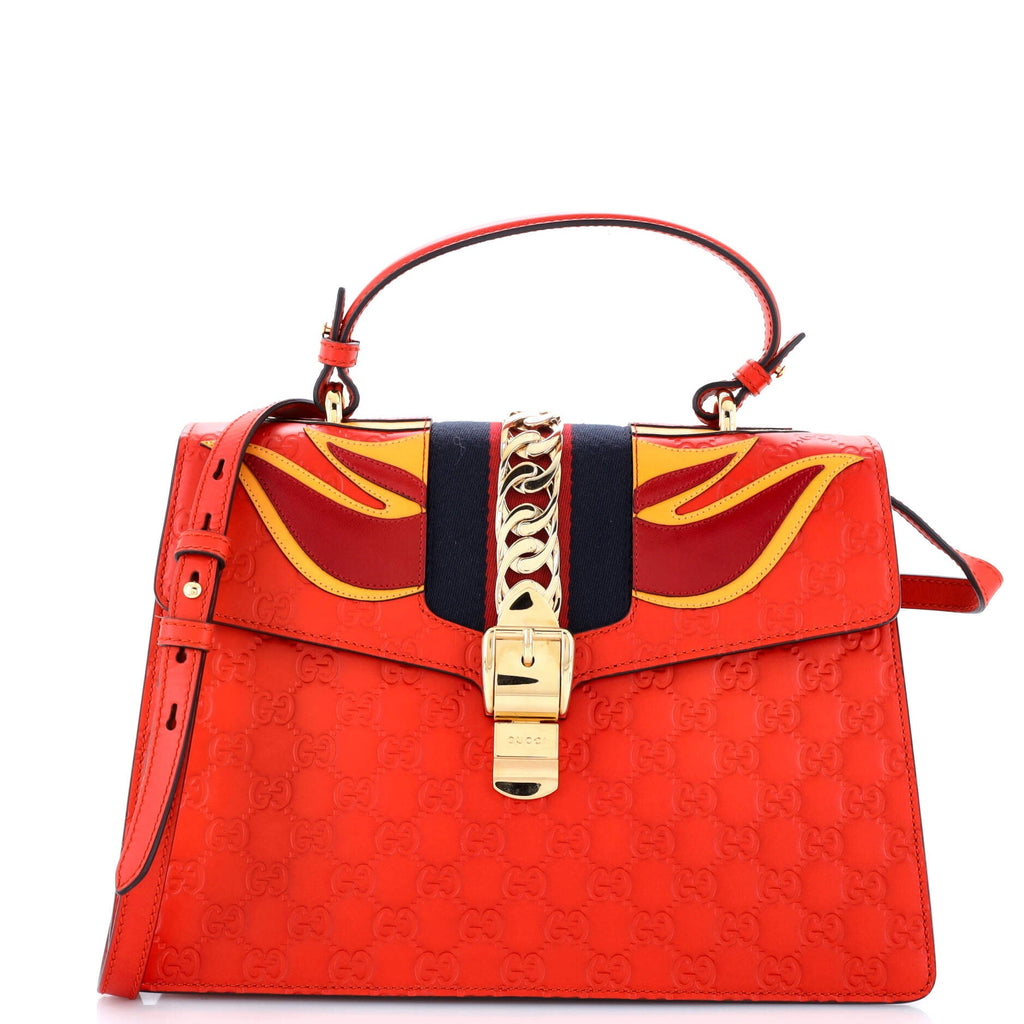 Sylvie Top Handle Bag Guccissima Leather with Applique Medium
