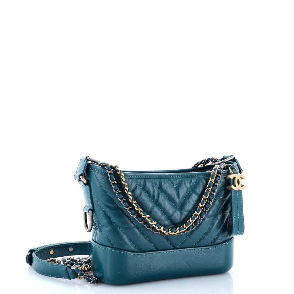 Gabrielle Hobo Chevron Aged Calfskin Small