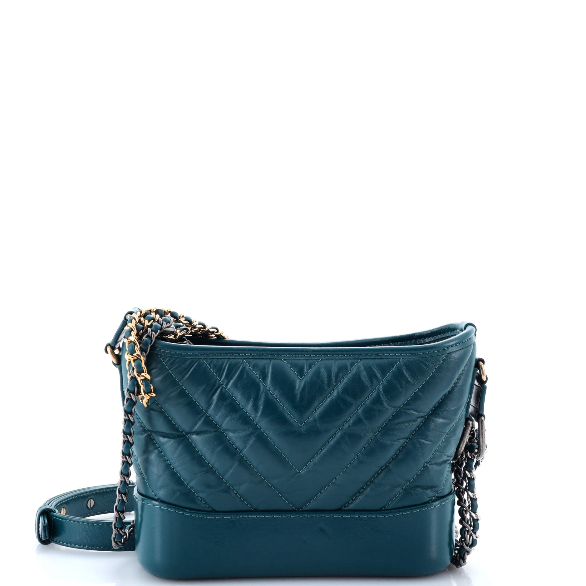 Gabrielle Hobo Chevron Aged Calfskin Small
