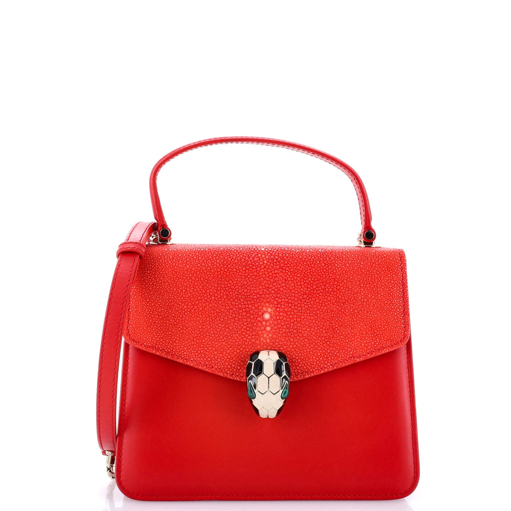Serpenti Forever Top Handle Bag Leather and Stingray Small