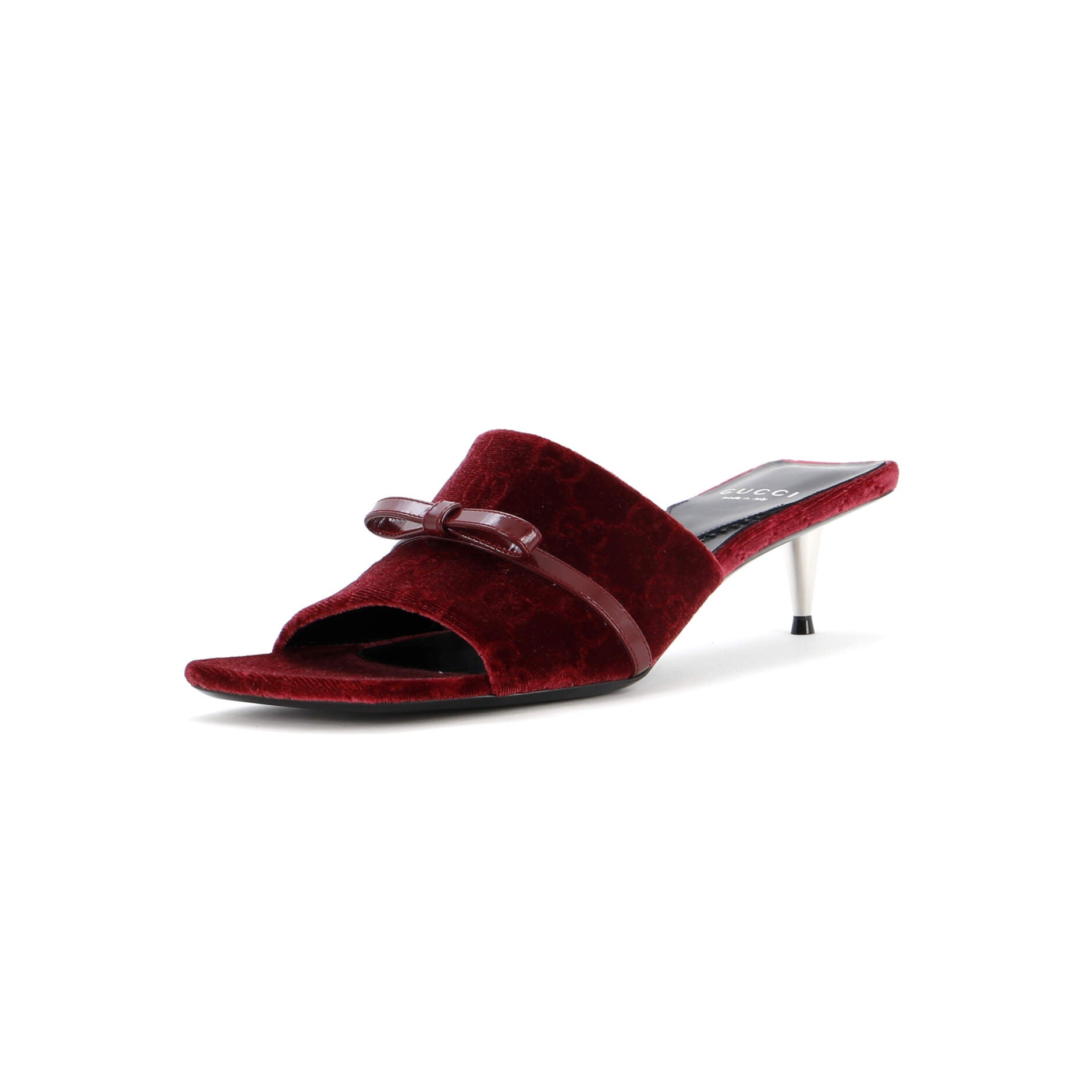 Women's Bow Slide Heeled Sandals GG Velvet