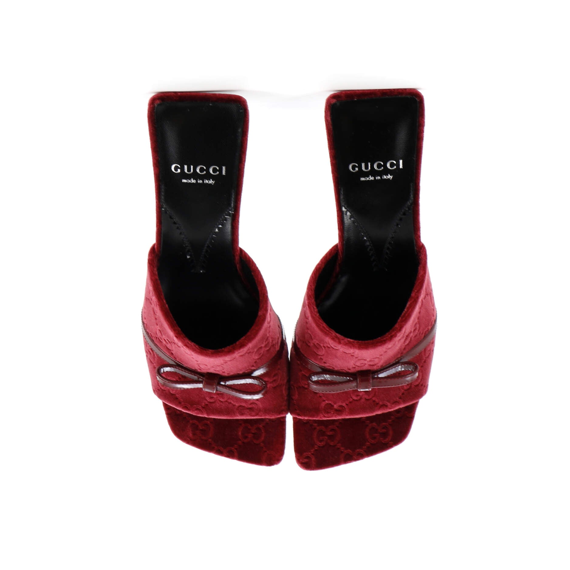 Women's Bow Slide Heeled Sandals GG Velvet
