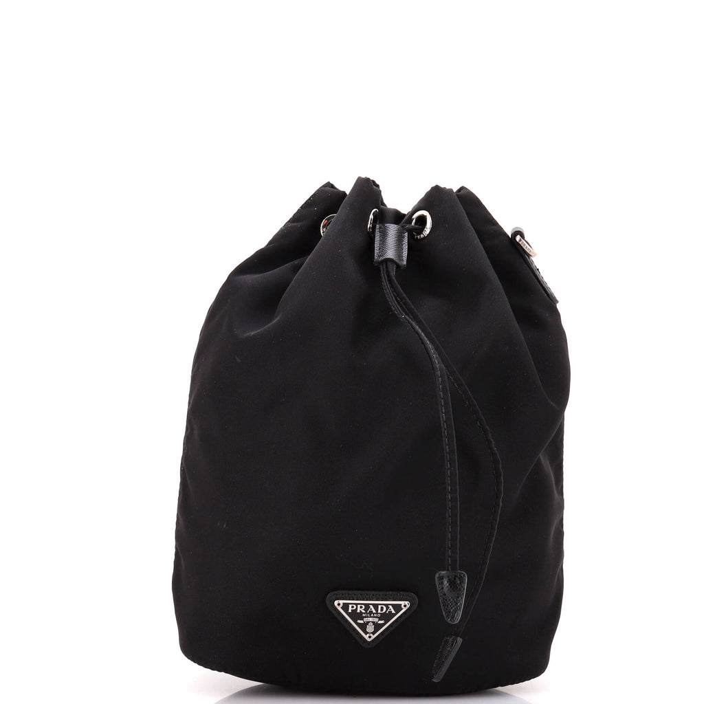 Drawstring Wristlet Bucket Bag Tessuto Small