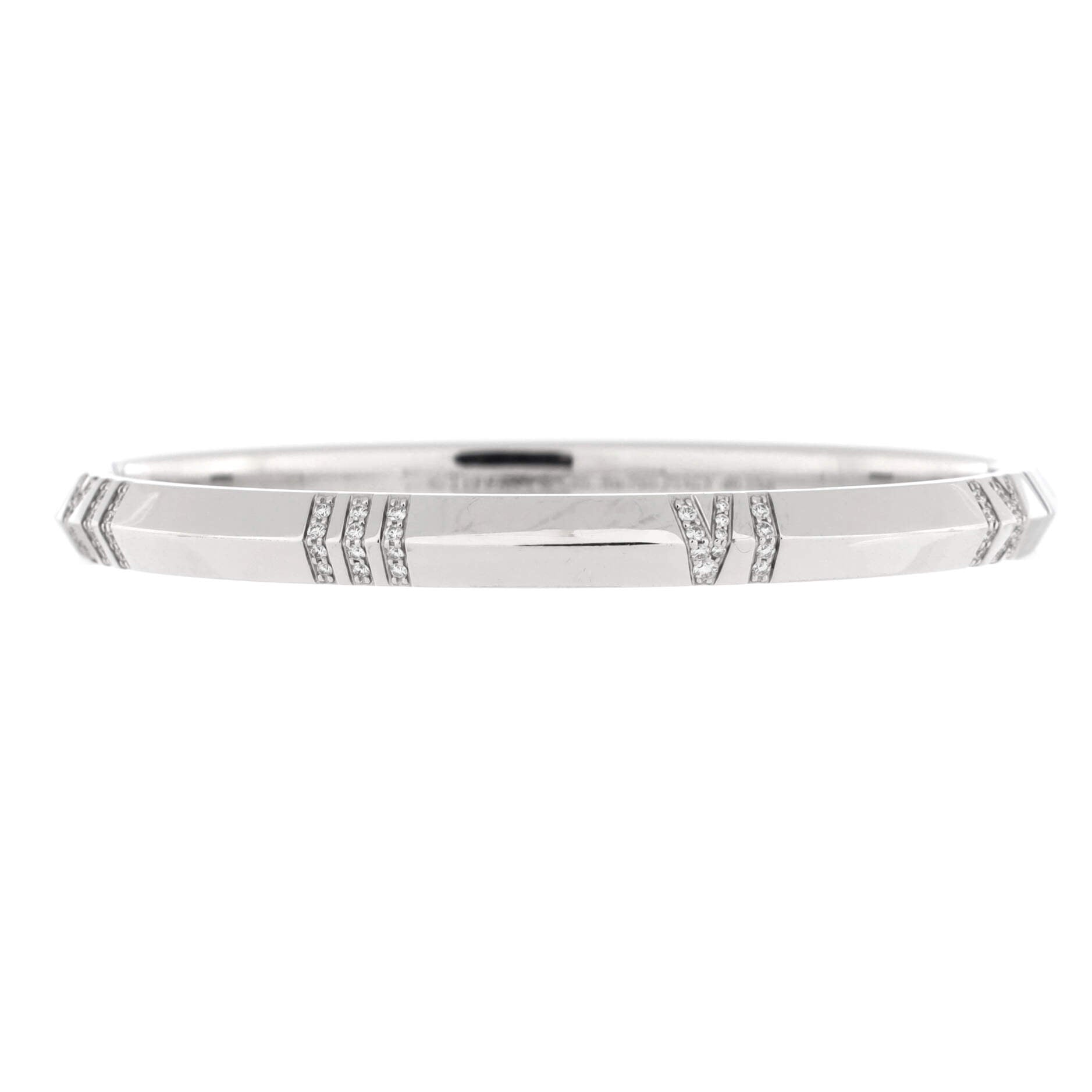 Atlas X Closed Hinged Bangle Bracelet 18K White Gold with Diamonds Narrow