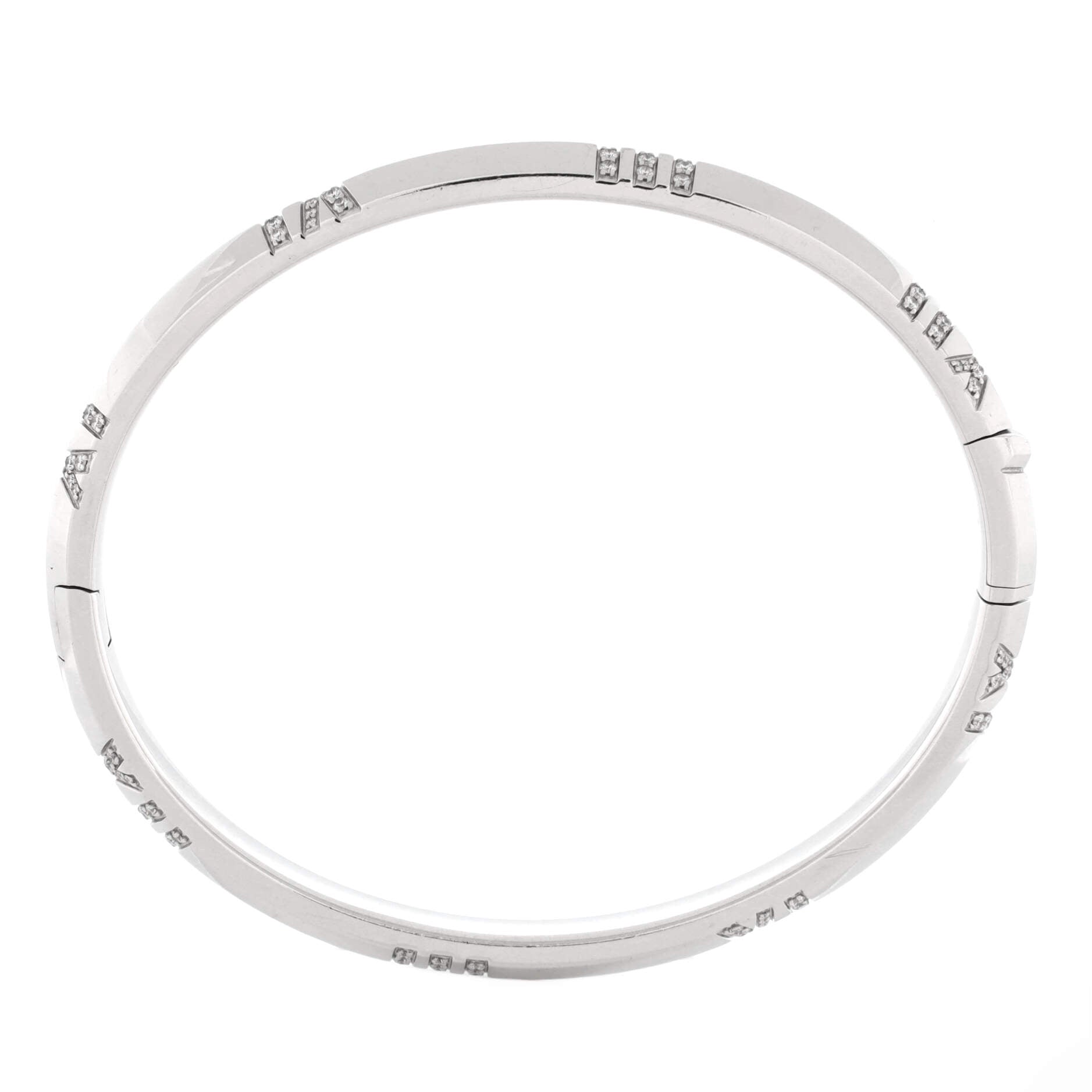 Atlas X Closed Hinged Bangle Bracelet 18K White Gold with Diamonds Narrow