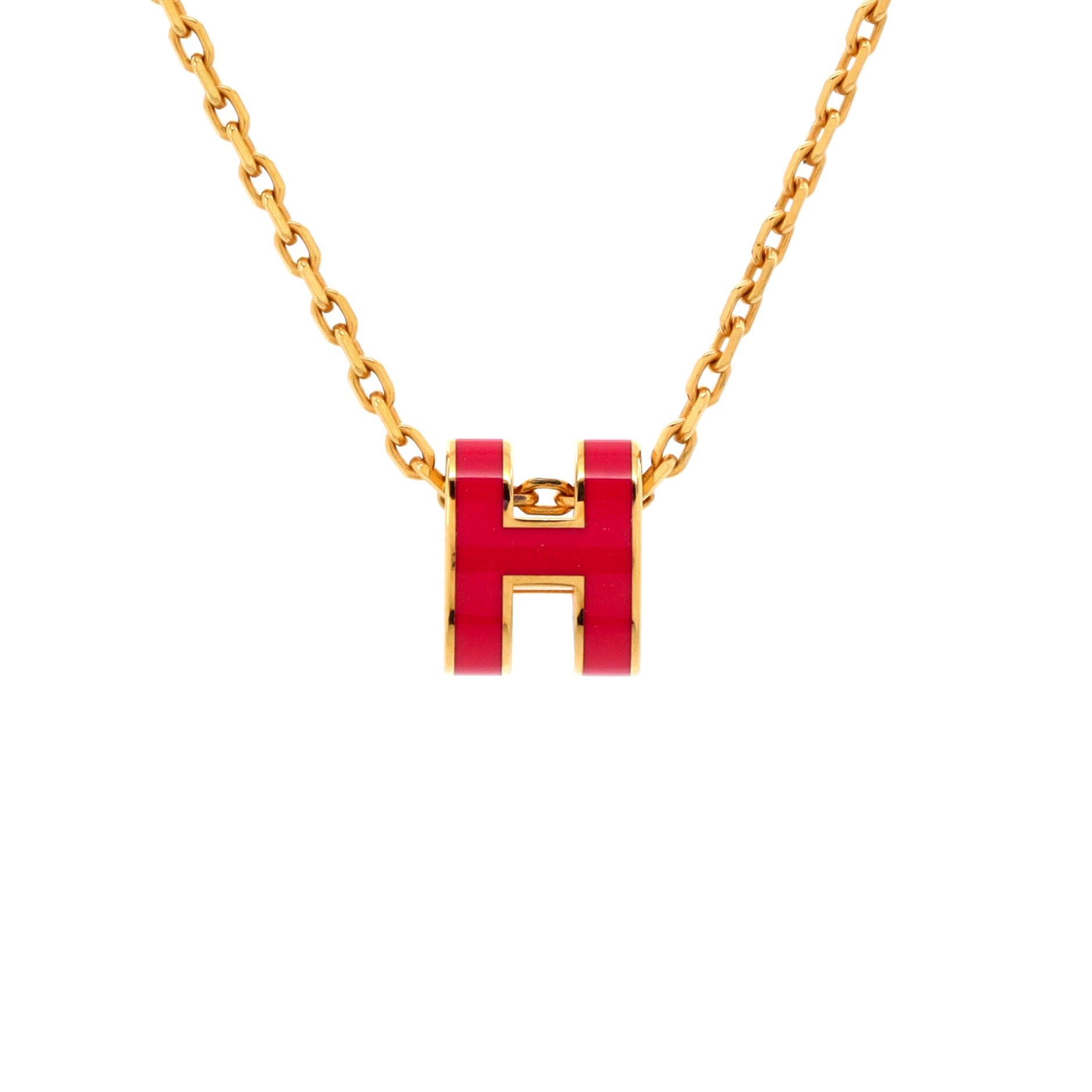 Pop H Pendant Chain Necklace Metal and Enamel Mini