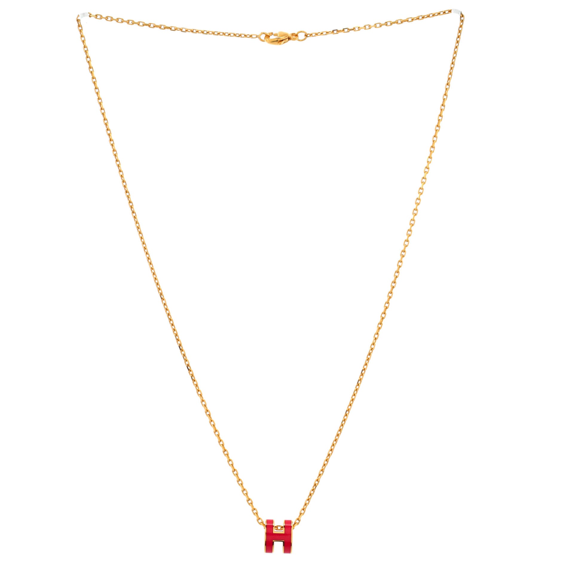 Pop H Pendant Chain Necklace Metal and Enamel Mini