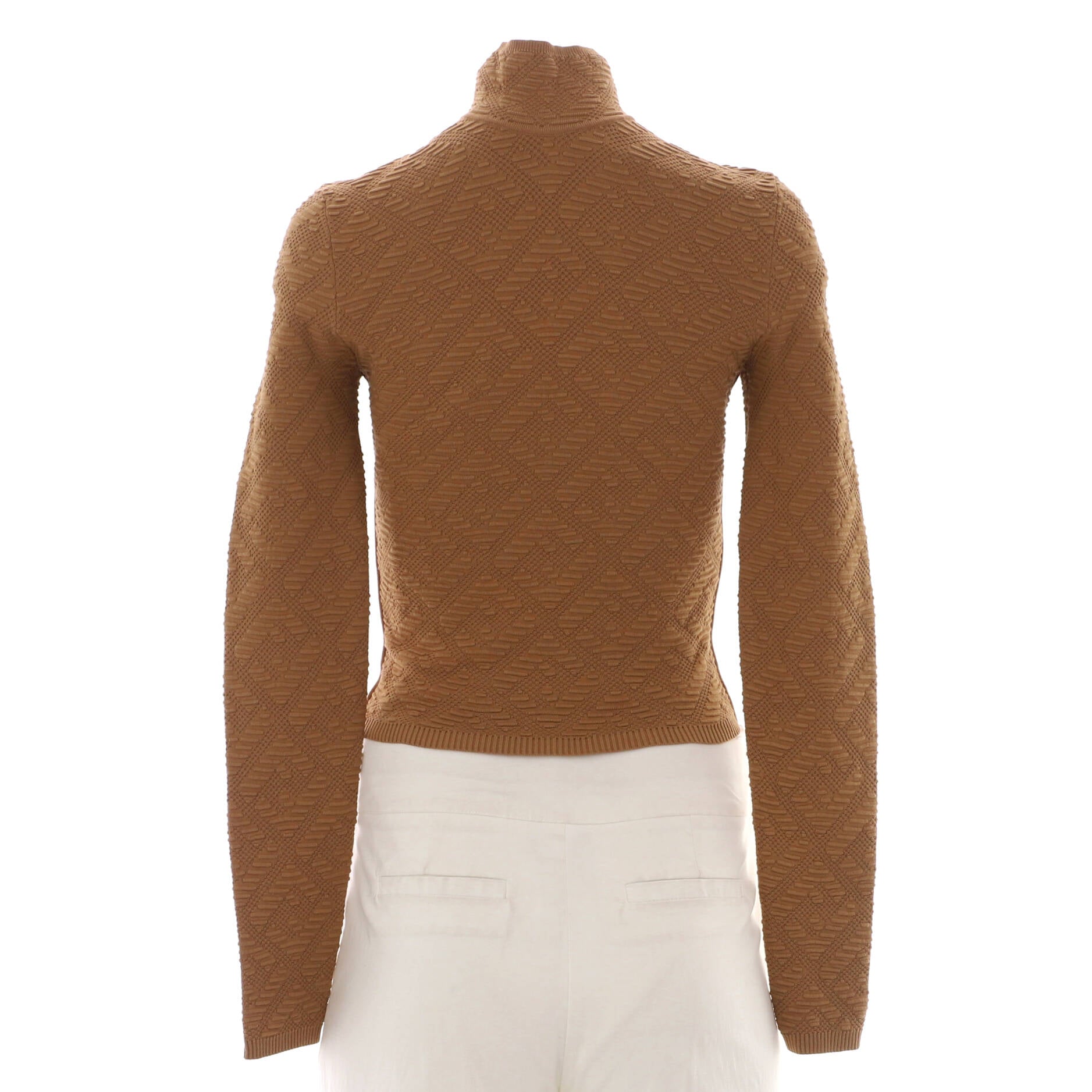 Women's High Neck Cropped Sweater Diagonal Zucca Viscose Blend