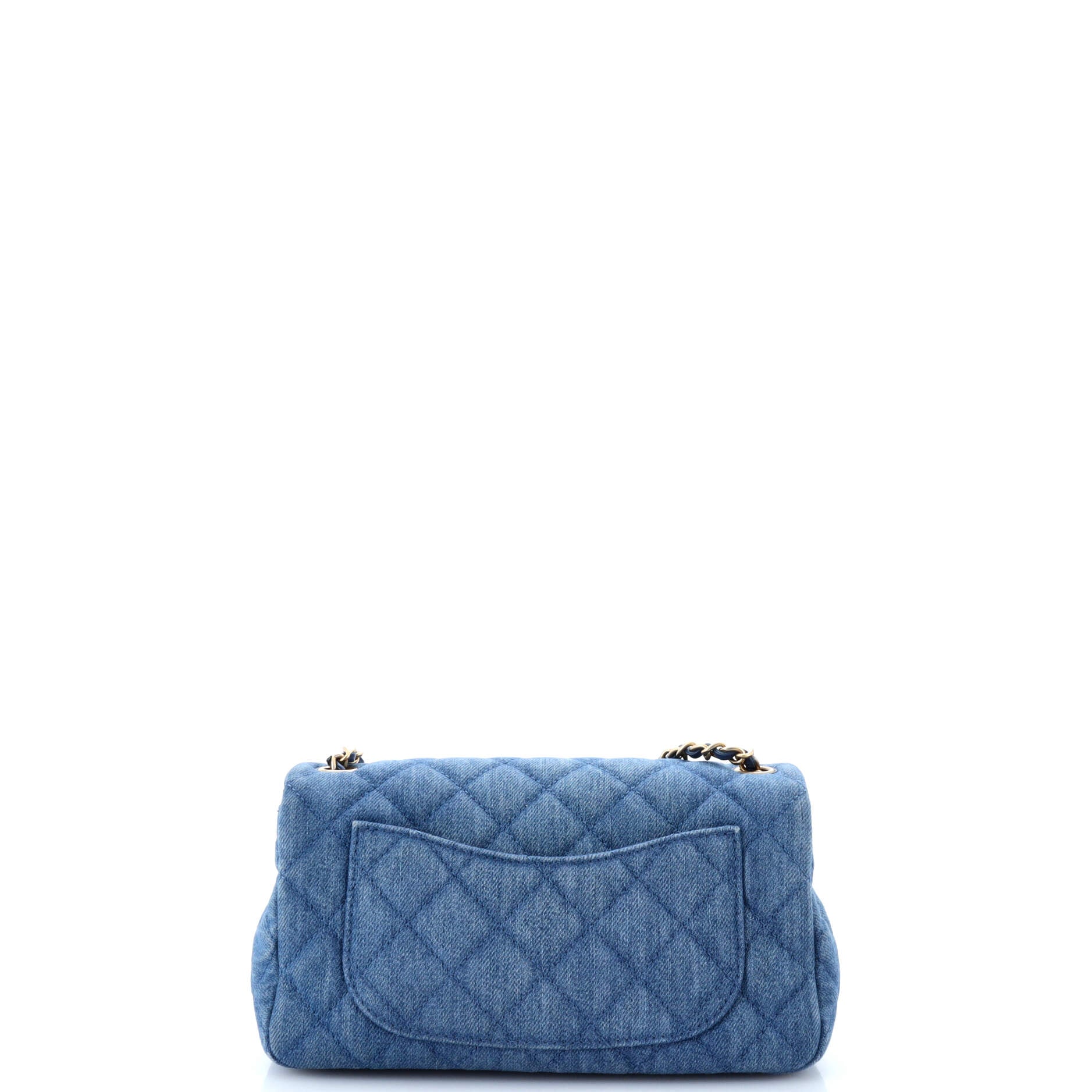 Pearl Crush Flap Bag Quilted Denim Mini
