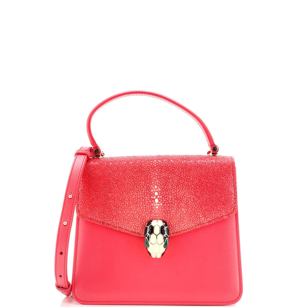 Serpenti Forever Top Handle Bag Leather and Stingray Small