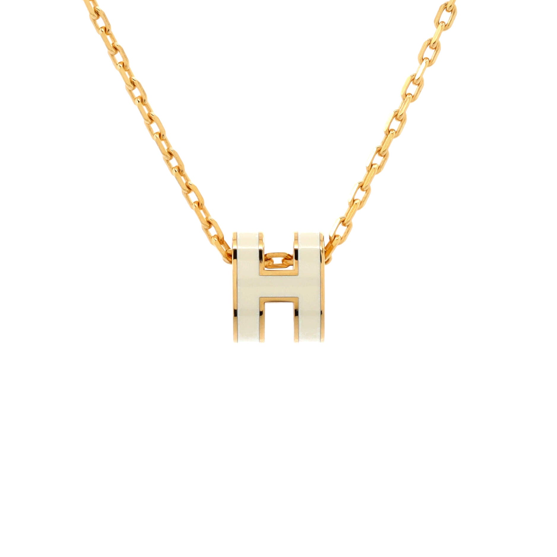 Pop H Pendant Chain Necklace Metal and Enamel Mini
