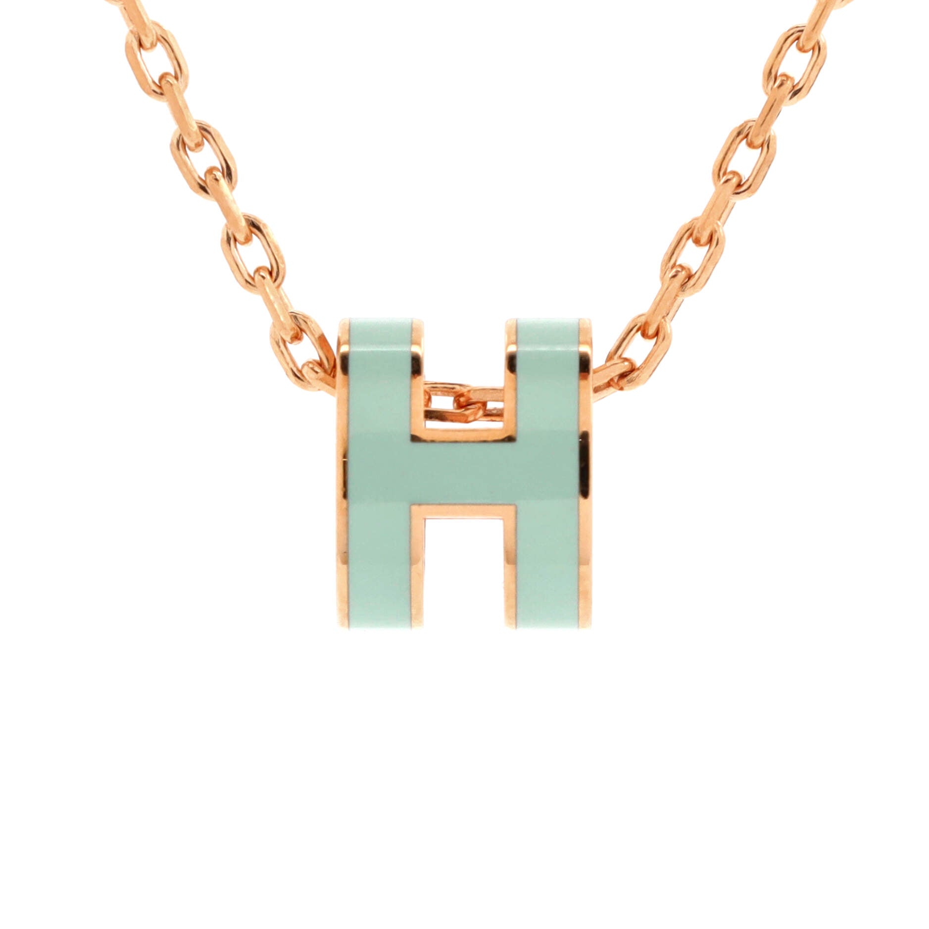Pop H Pendant Chain Necklace Metal and Enamel Mini