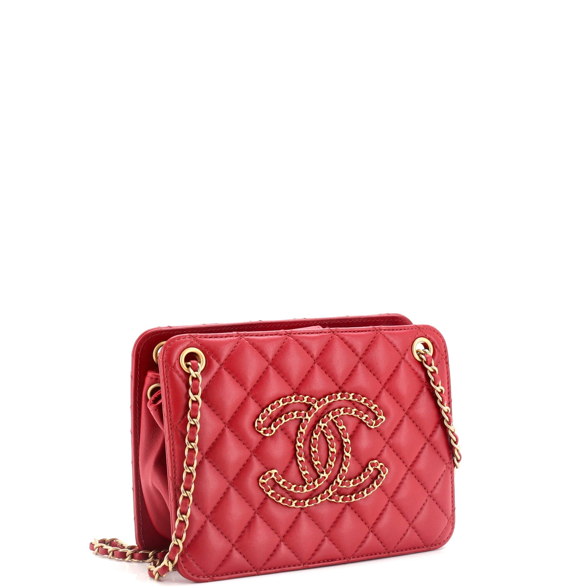 Once Upon a Time Chain CC Accordion Tote Quilted Calfskin Small