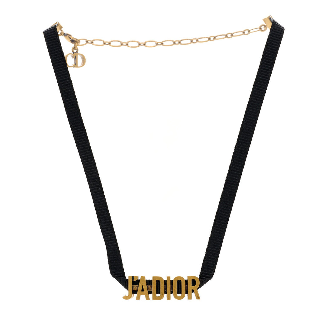 Grosgrain Ribbon J'Adior Logo Choker Necklace Black