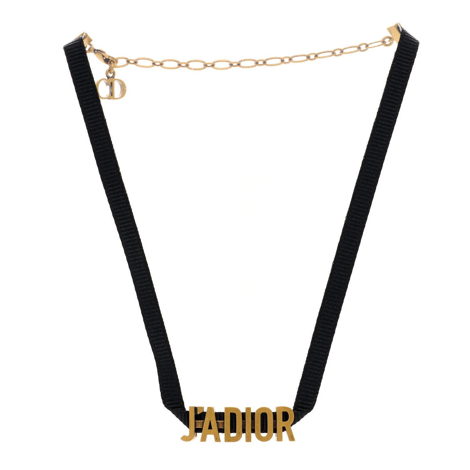 Grosgrain Ribbon J'Adior Logo Choker Necklace Black