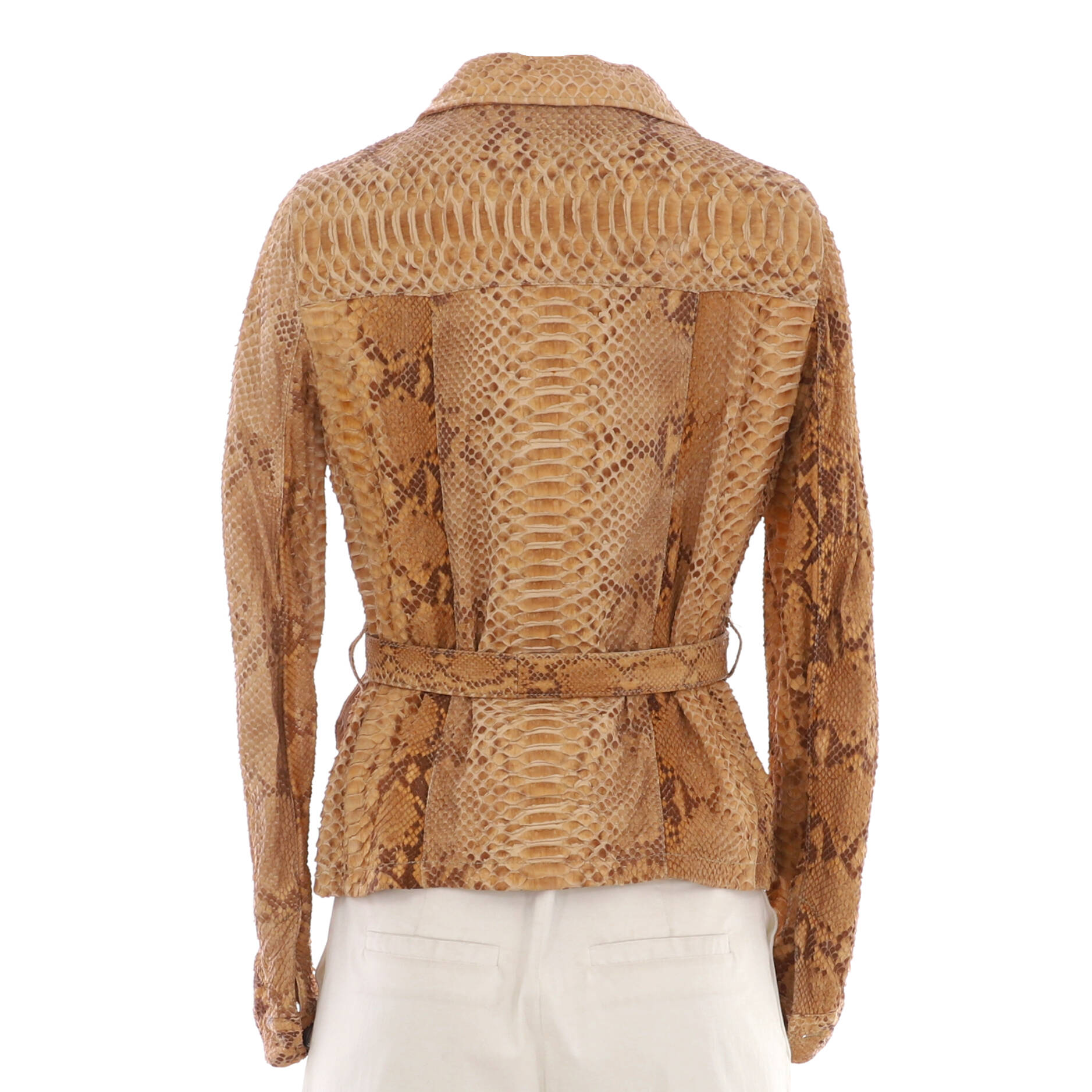 Women's Four Pocket Belted Button Up Jacket Python