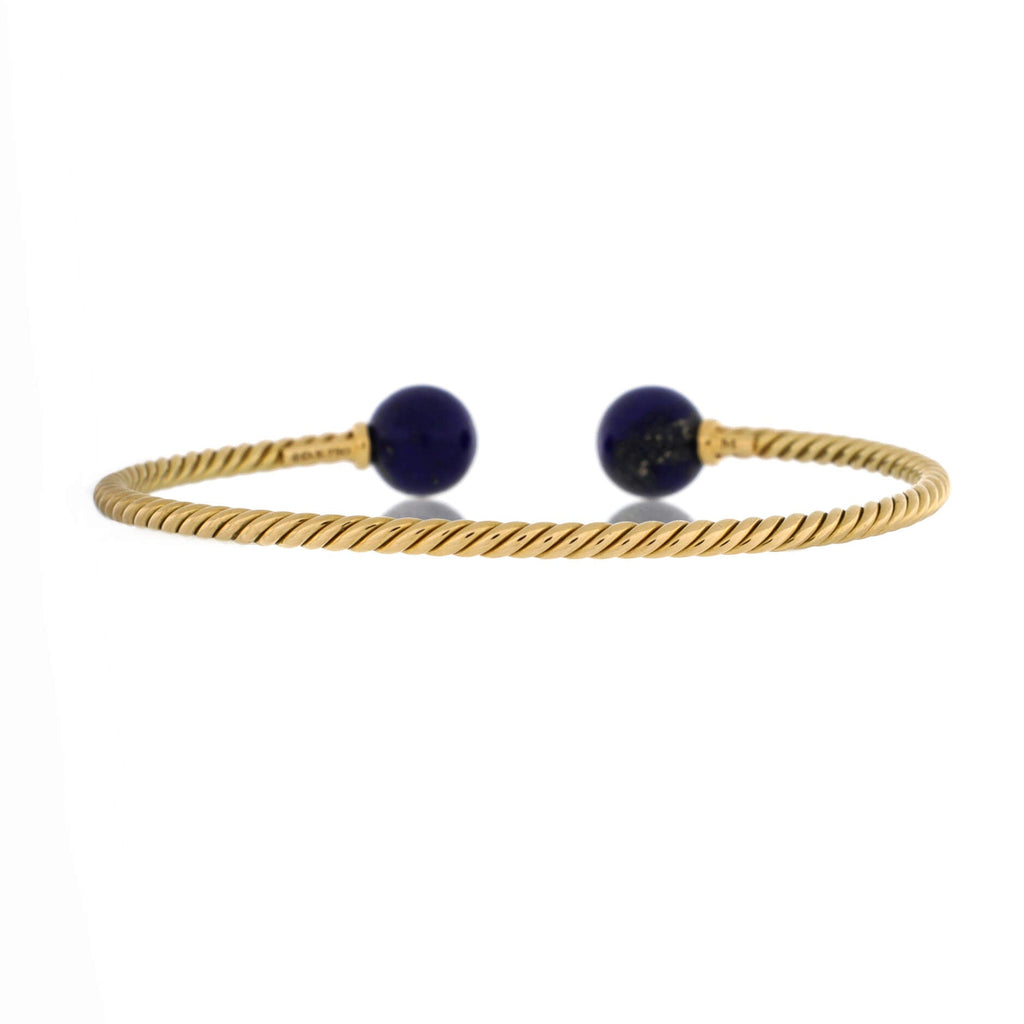 Solari Cablespira Cuff Bracelet 18K Yellow Gold with Lapis Lazuli 7mm