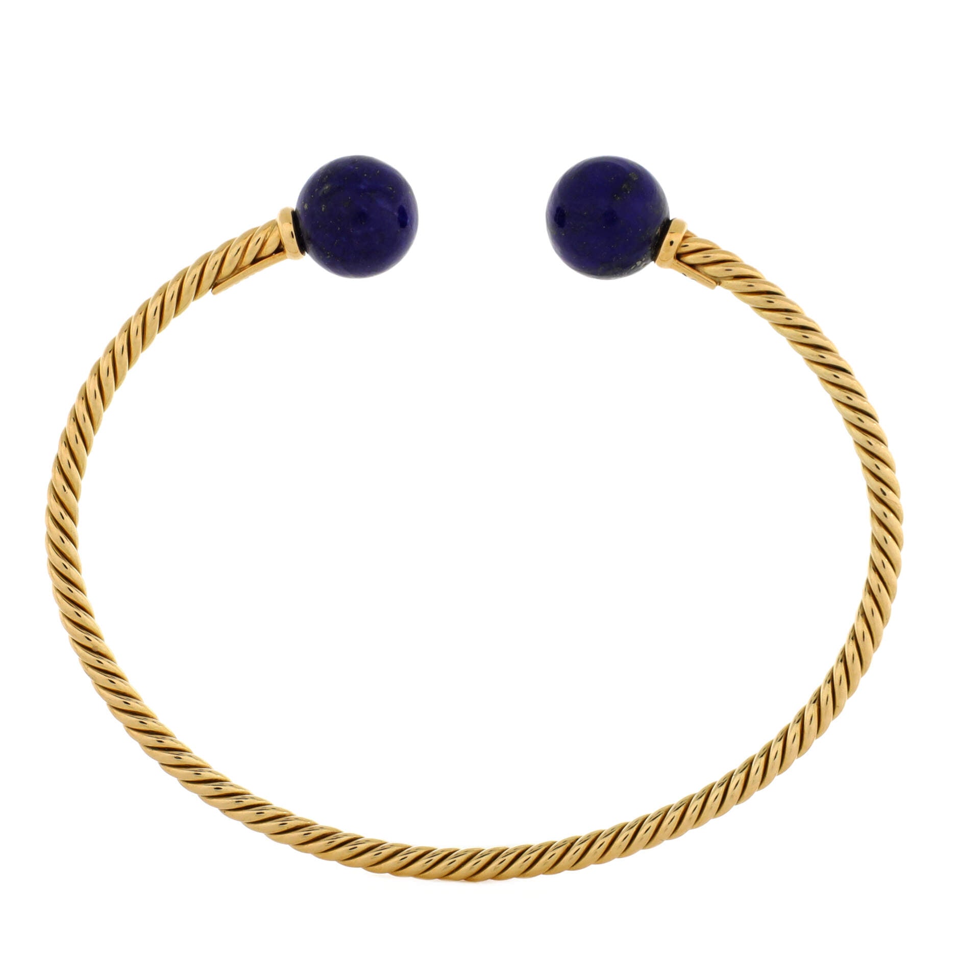 Solari Cablespira Cuff Bracelet 18K Yellow Gold with Lapis Lazuli 7mm