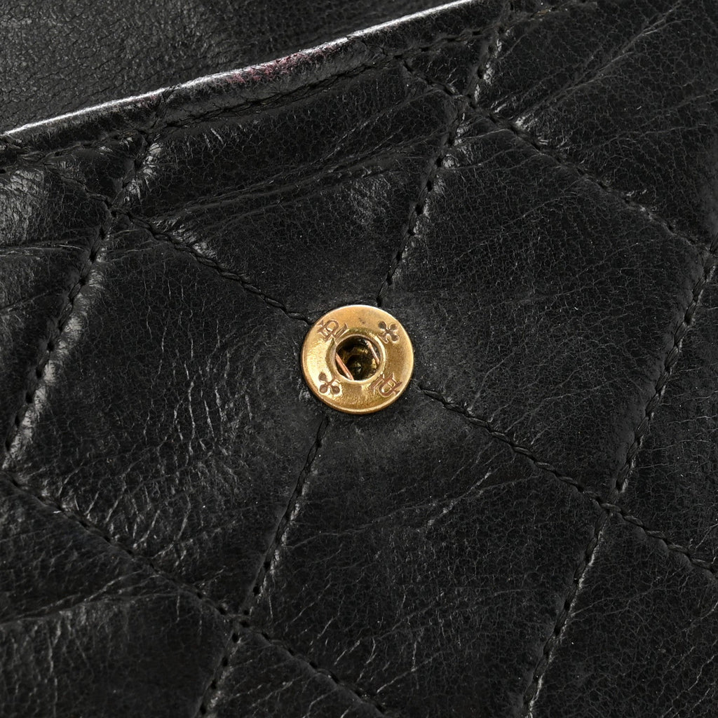 Lambskin Quilted Medium Double Flap Bijoux Chain Black