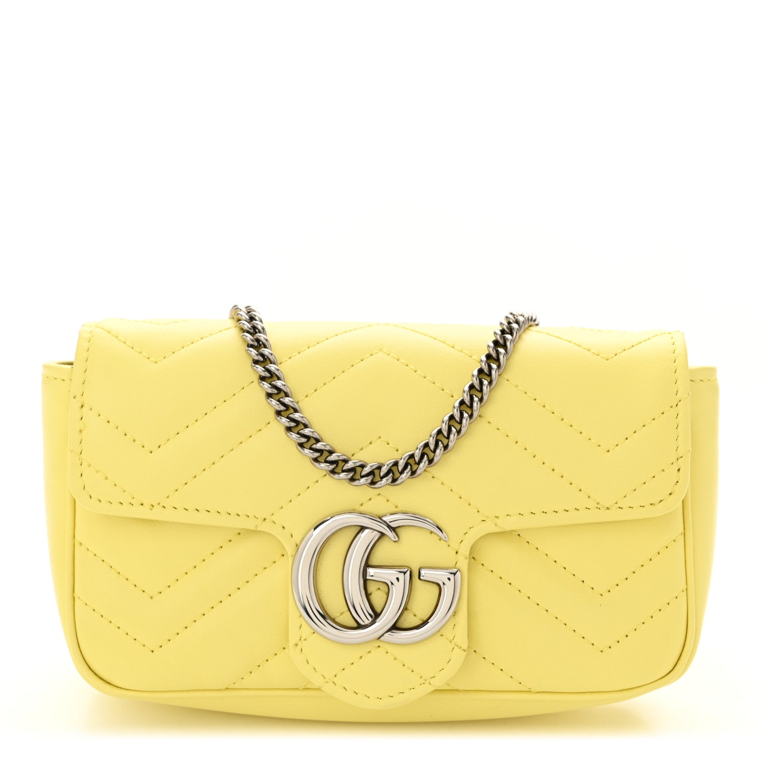 Calfskin Matelasse Super Mini GG Marmont Shoulder Bag Banana