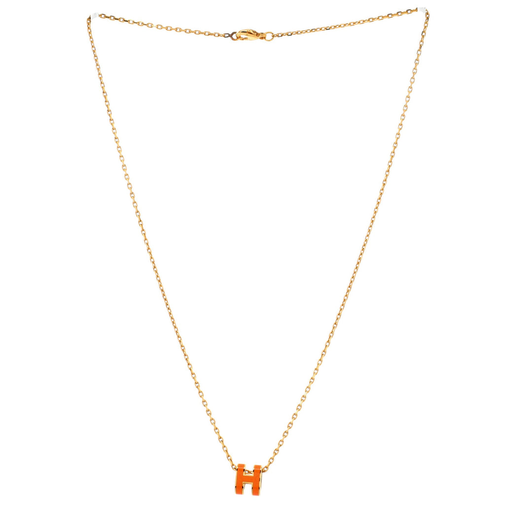 Pop H Pendant Chain Necklace Metal and Enamel Mini