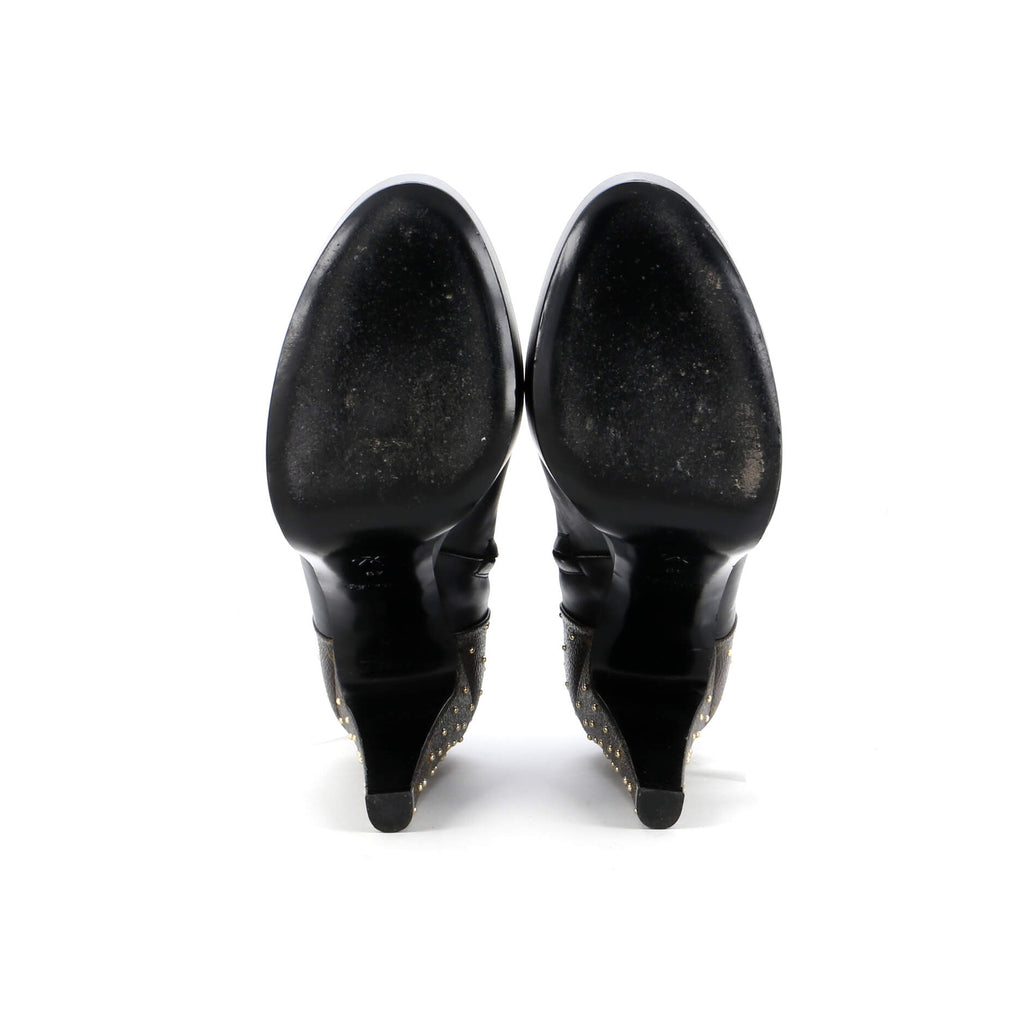 Women's Afterglow Platform Ankle Boots Leather with Monogram Canvas