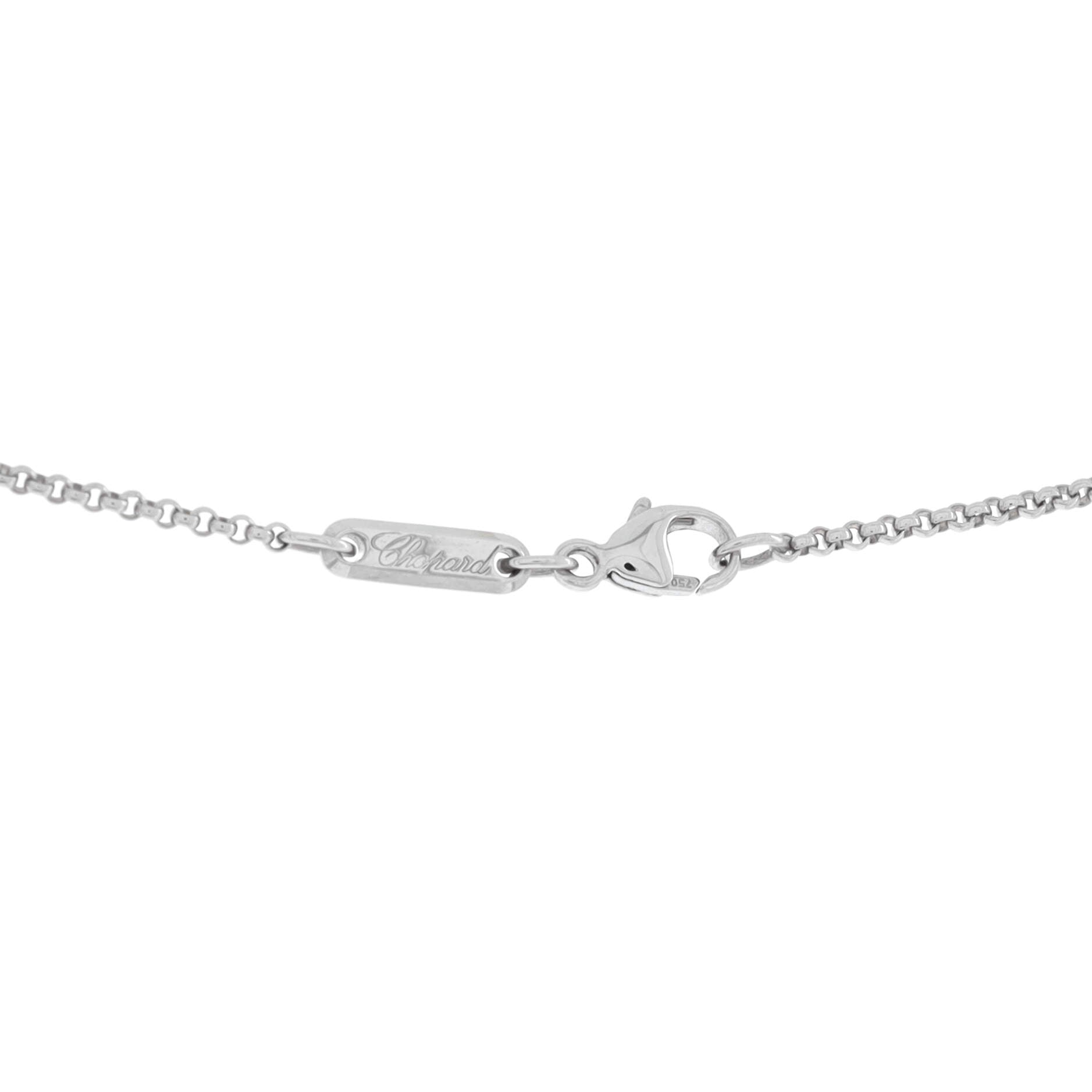 Happy Diamonds Clover Pendant Necklace 18K White Gold with Pave Diamonds and 1 Floating Diamond