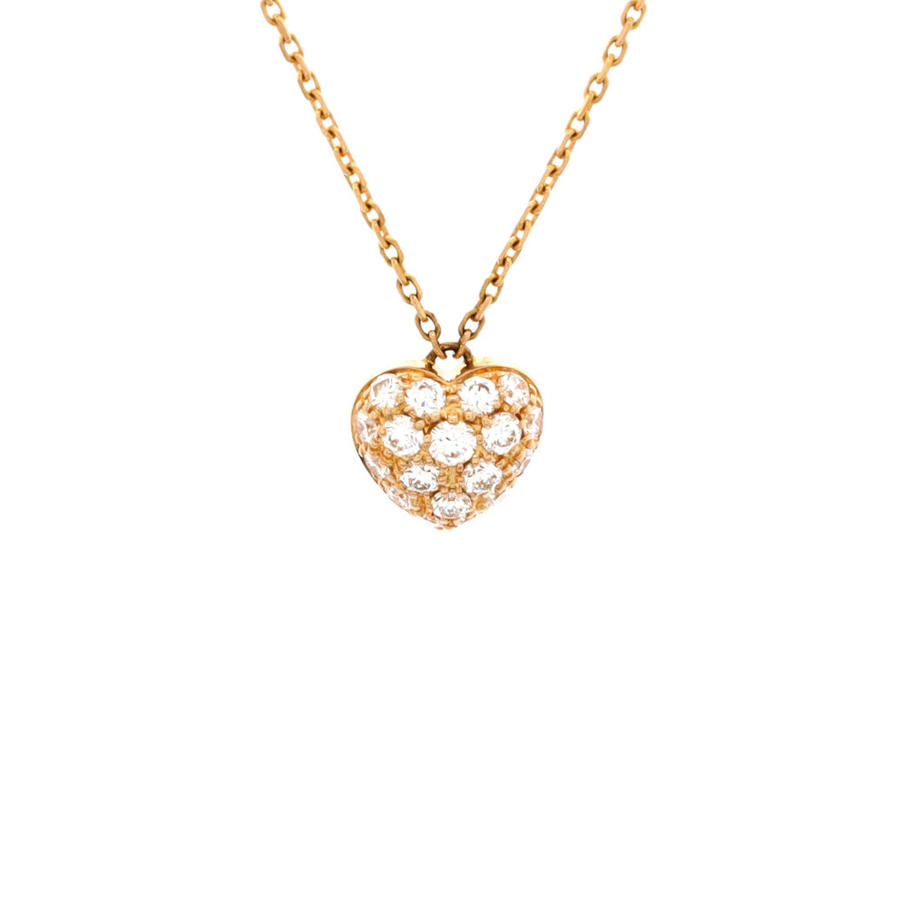 Heart Pendant Necklace 18K Rose Gold and Diamonds